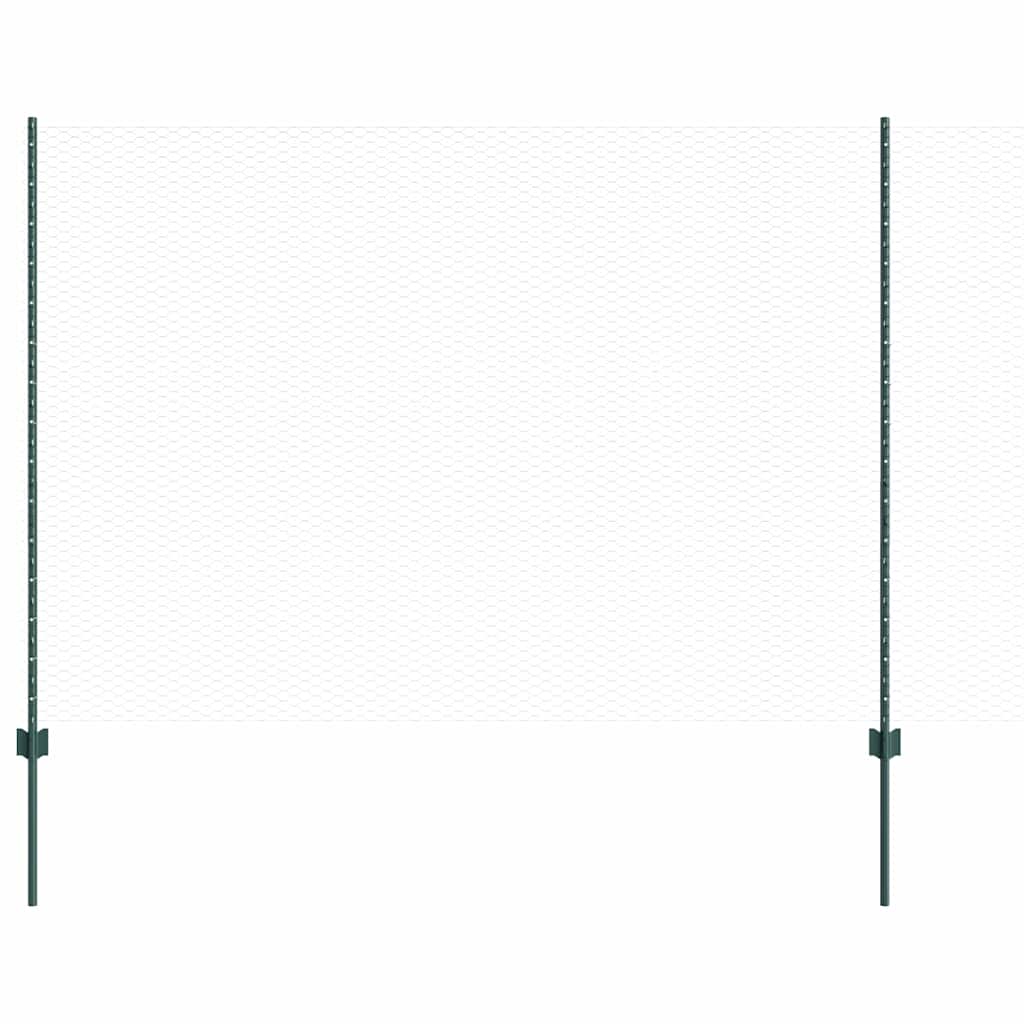 Vidaxl hek met paal groen 1,5 x 25 m staal