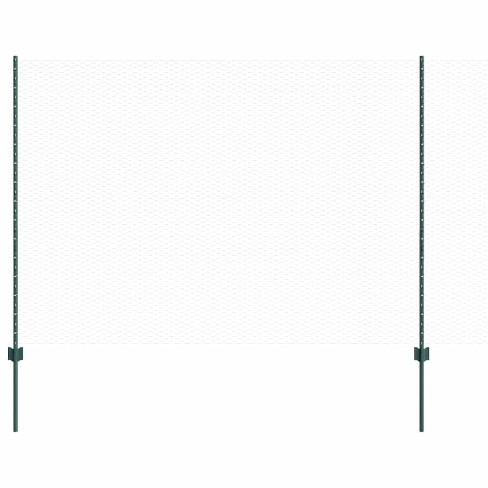 Vidaxl hek met paal groen 1,5 x 25 m staal