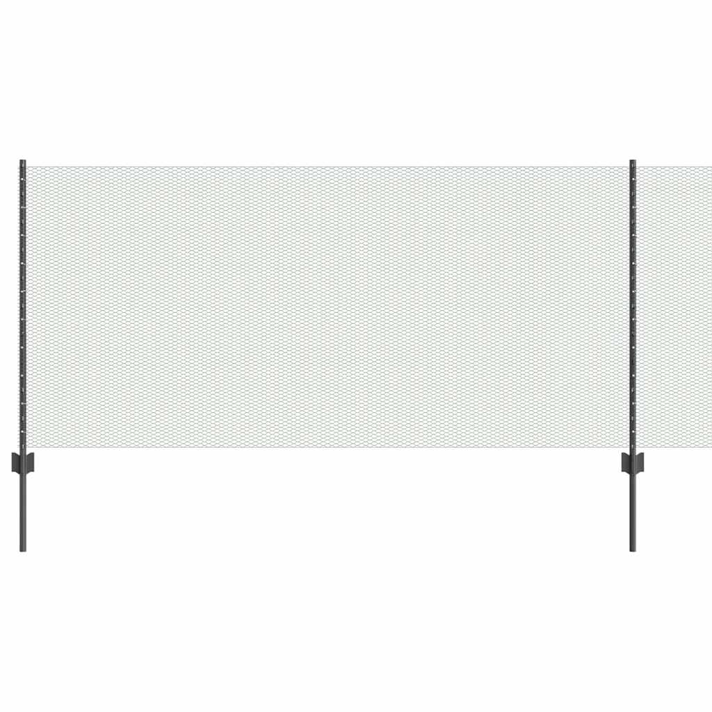 Vidaxl hek met paal grijs 1 x 10 m staal en pvc