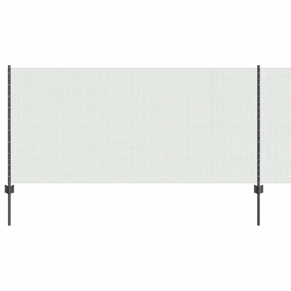 Vidaxl hek met paal grijs 1 x 10 m staal en pvc