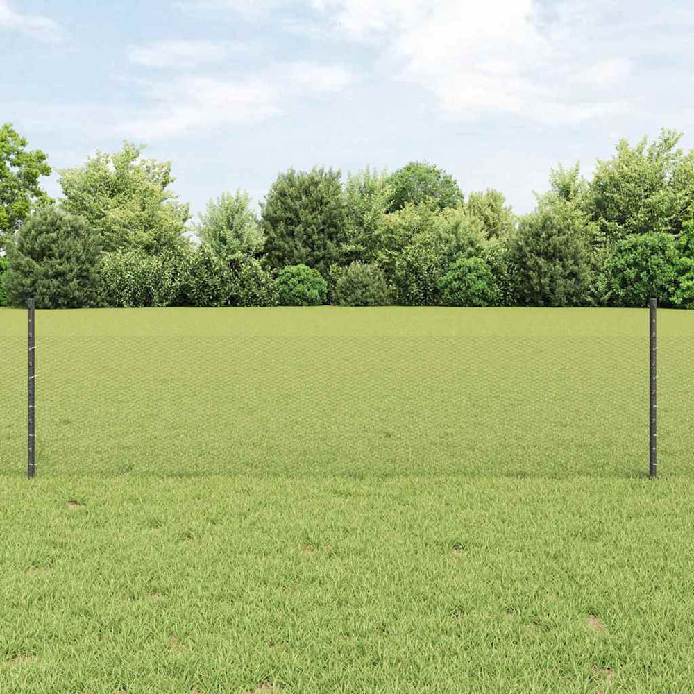 Vidaxl hek met paal grijs 0,5 x 25 m staal