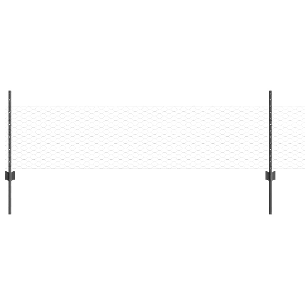 Vidaxl hek met paal grijs 0,5 x 25 m staal