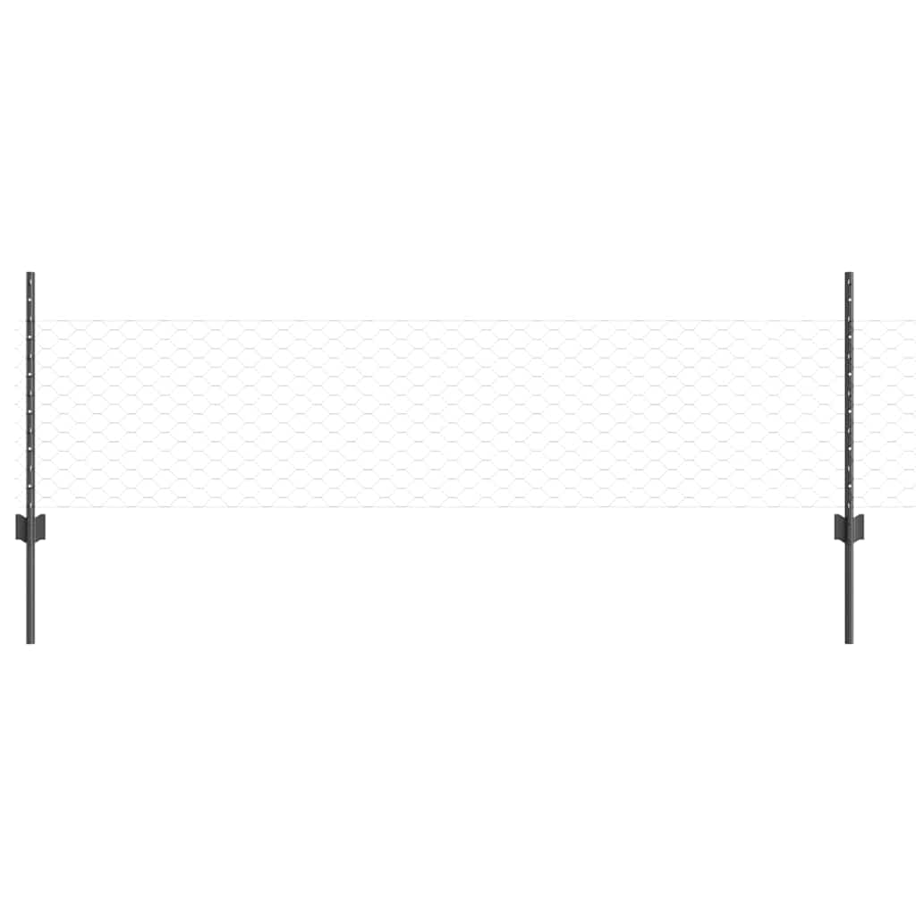 Vidaxl hek met paal grijs 0,5 x 25 m staal