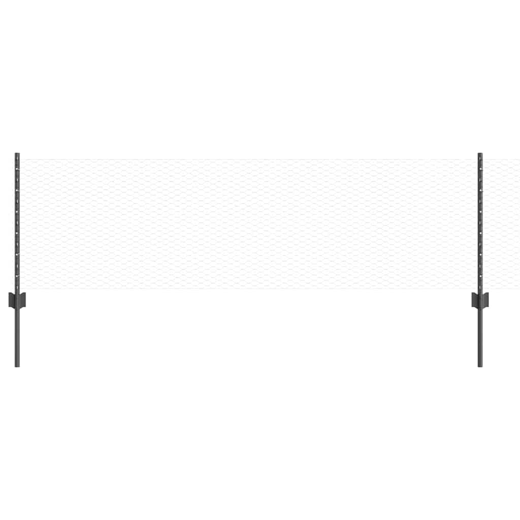 Vidaxl hek met paal grijs 0,6 x 25 m staal en pvc