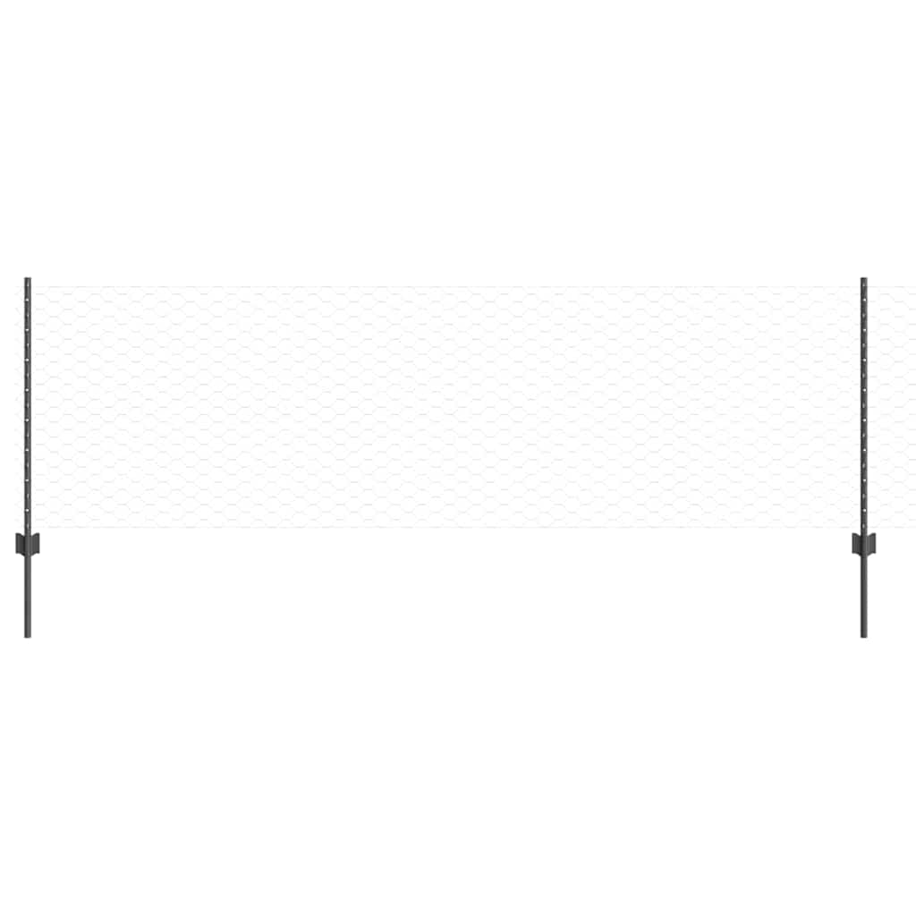 Vidaxl hek met paal grijs 0,8 x 25 m staal