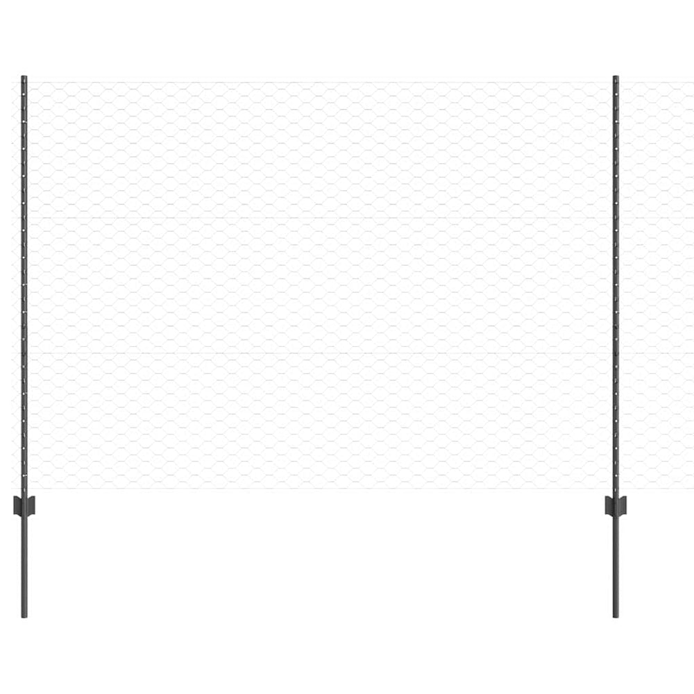 Vidaxl hek met paal grijs 1,5 x 25 m staal