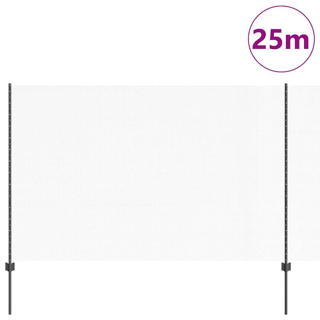 Vidaxl hek met paal grijs 1,6 x 25 m staal en pvc
