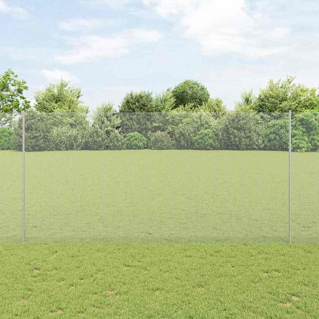 Vidaxl hek met paal zilver 1,6 x 10 m staal