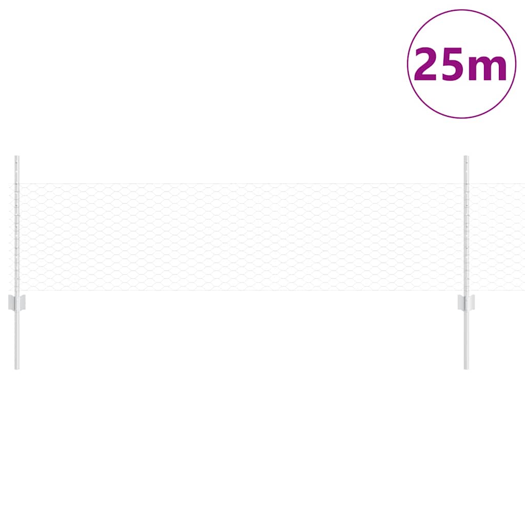 Vidaxl hek met paal zilver 0,5 x 25 m staal