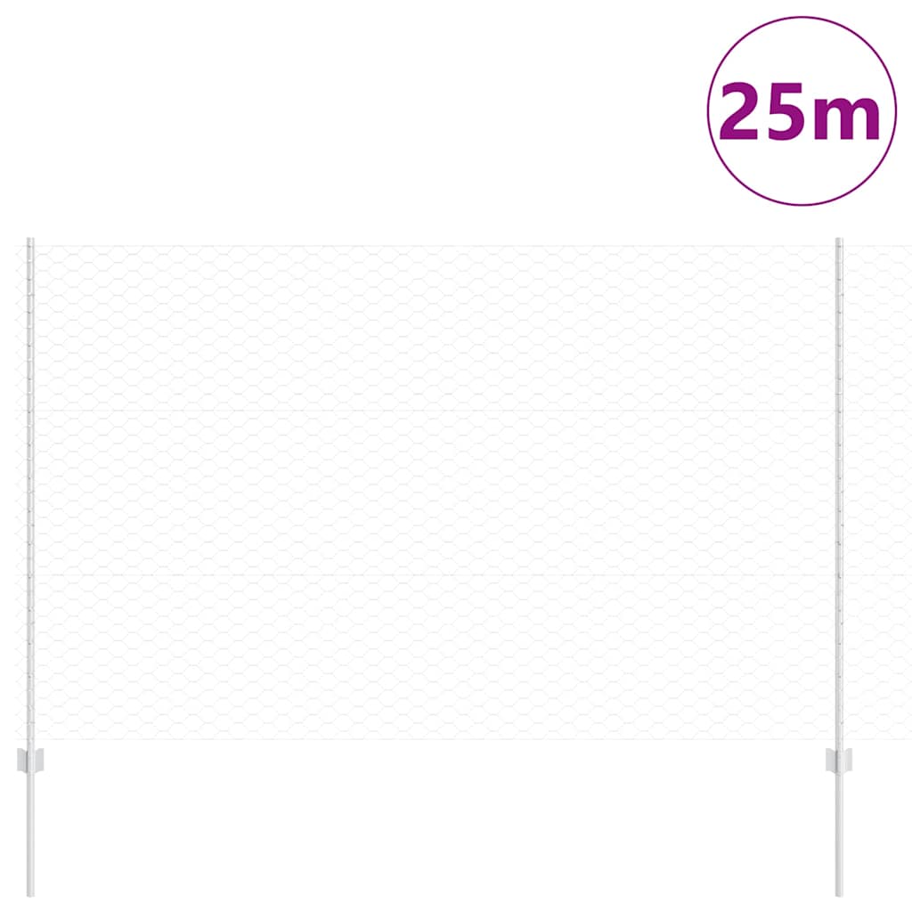 Vidaxl zeshoekig gaasgek met palen 25 x 1,5 m gegalvaniseerd staal