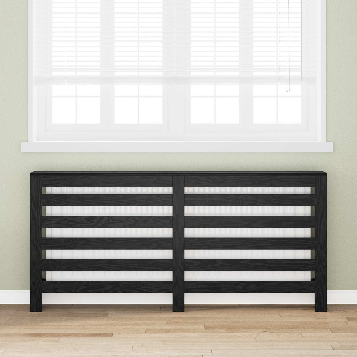 Vidaxl radiatorafdekking zwart eiken 175 x 20 x 82 cm bewerkt hout