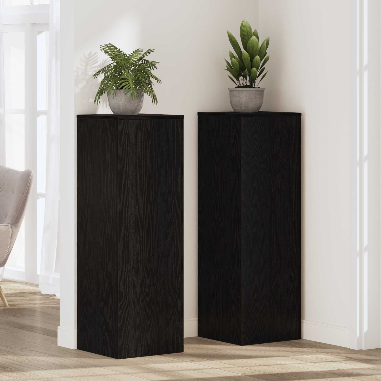 Vidaxl plantenstandaard zwart eiken 33 x 33 x 100 cm bewerkt hout