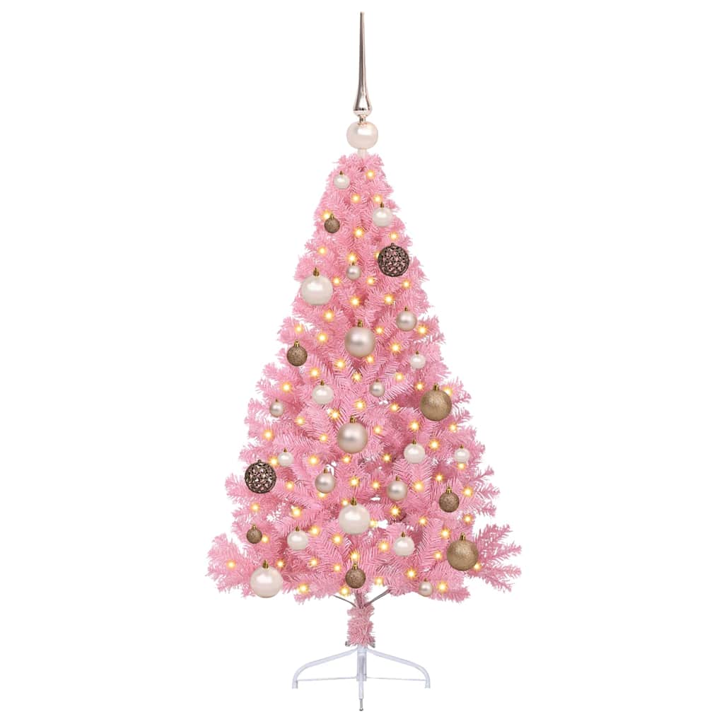 Vidaxl kunstmatig voorverlicht kerstboom met 150 led roze 120 cm pvc