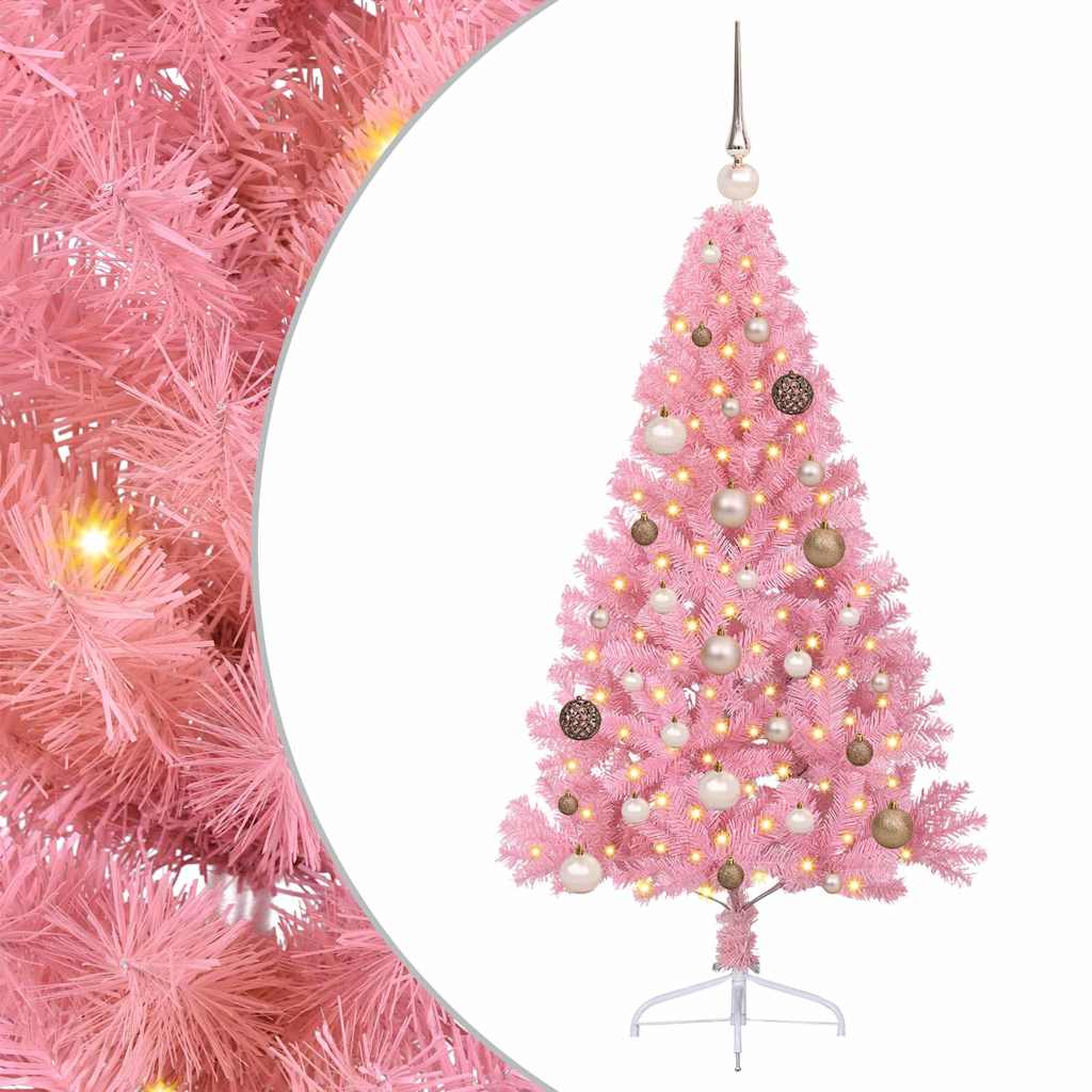 Vidaxl kunstmatig voorverlicht kerstboom met 150 led roze 150 cm pvc