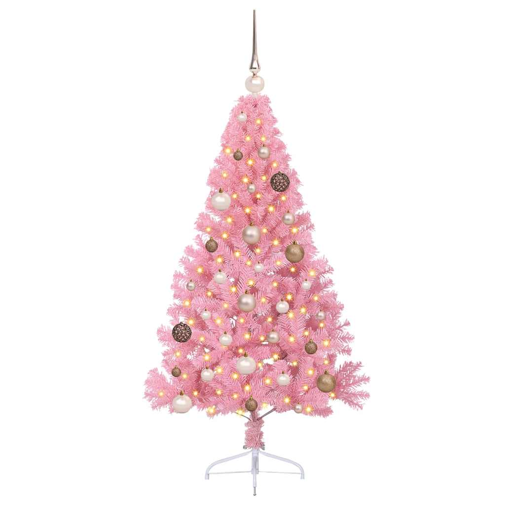 Vidaxl kunstmatig voorverlicht kerstboom met 150 led roze 150 cm pvc