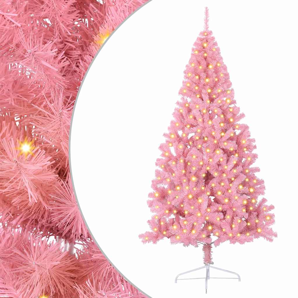 Vidaxl kunstmatig voorverlicht kerstboom met 300 led roze 240 cm pvc