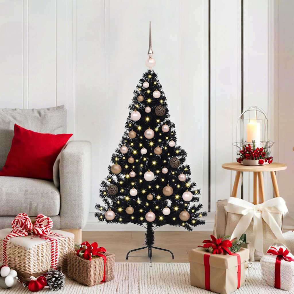 Vidaxl kunstmatig voorverlicht kerstboom met 150 led zwart 120 cm pvc