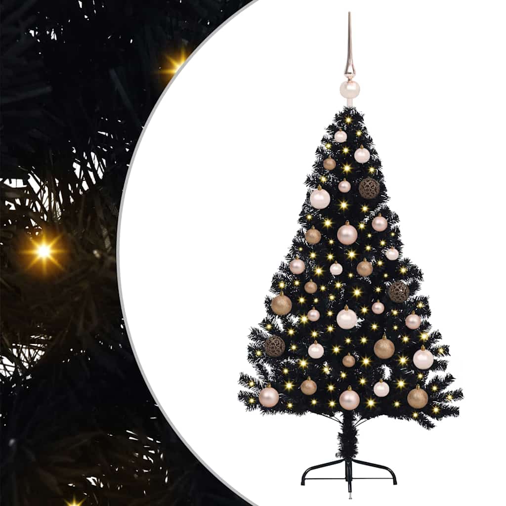 Vidaxl kunstmatig voorverlicht kerstboom met 150 led zwart 120 cm pvc