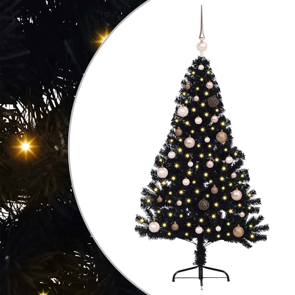 Vidaxl kunstmatig voorverlicht kerstboom met 150 led zwart 150 cm pvc
