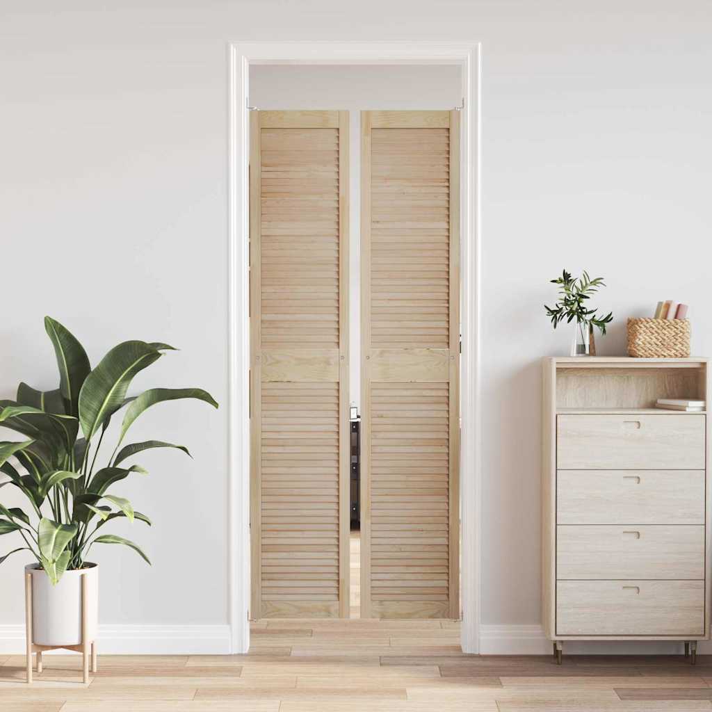 Vidaxl kastdeur 2 pcs naturel 201 x 2,1 x 39,5 cm massief grenenhout