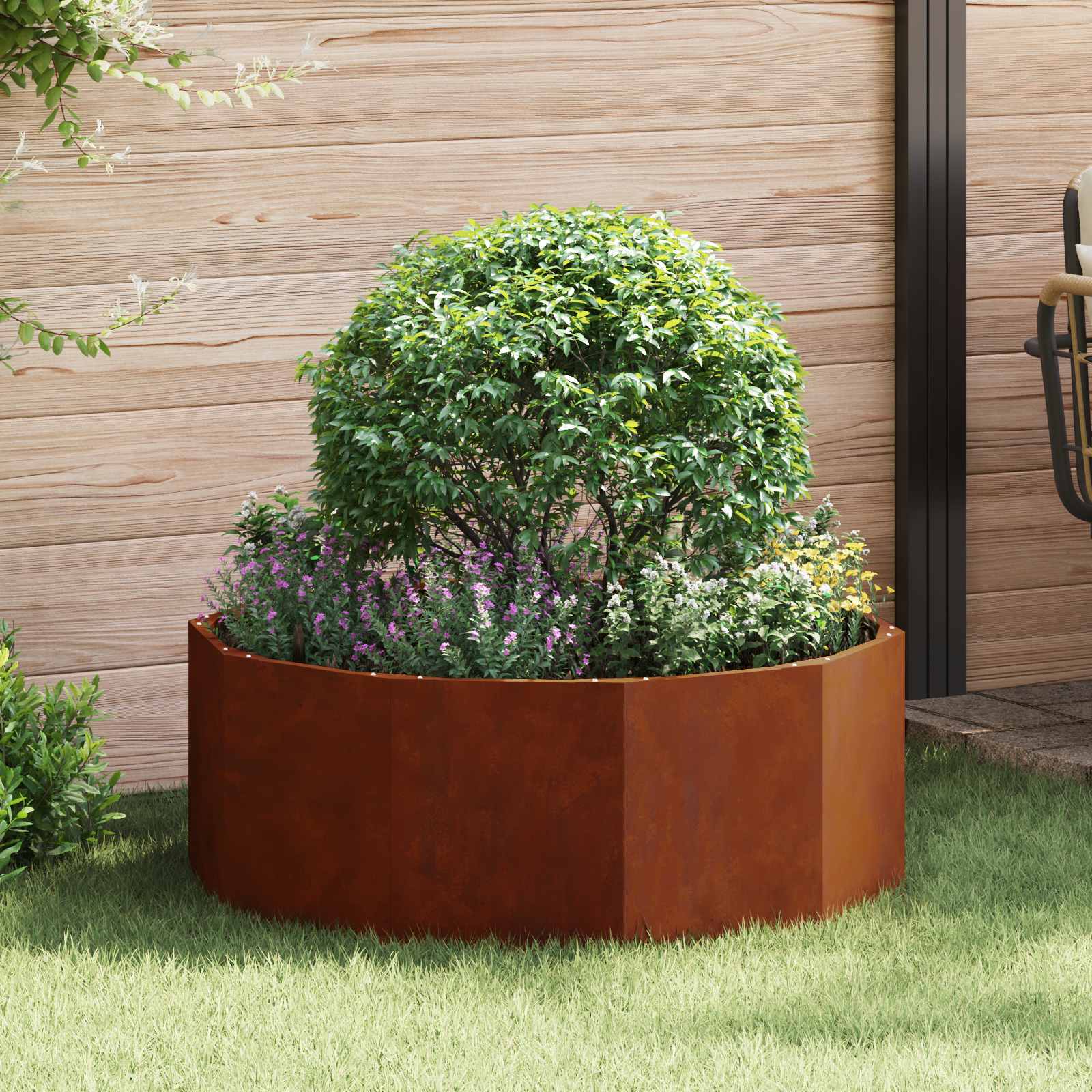 Vidaxl plantenbak roestig 90 x 90 x 35 cm cortenstaal