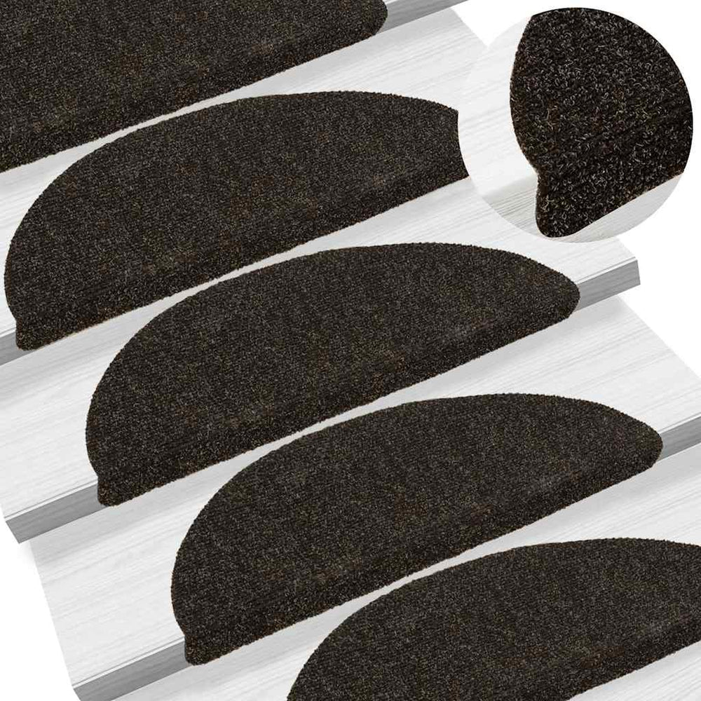 Vidaxl trapmatten zelfklevend 20 stuks 56x17x3 cm donkerbruin halfrond
