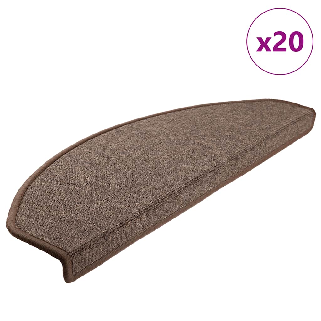 Vidaxl trapmatten 20 st 65x24x4 cm koffiebruin halfrond groot