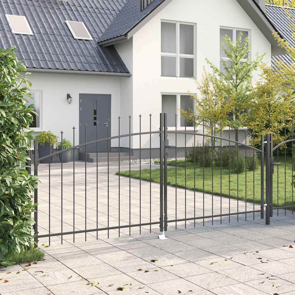 Vidaxl dubbele poort met slot grijs 299,5 x 199,5 cm staal
