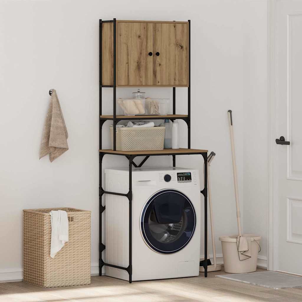 Vidaxl wasmachinekast artisan eiken 68 x 48,5 x 194 cm bewerkt hout