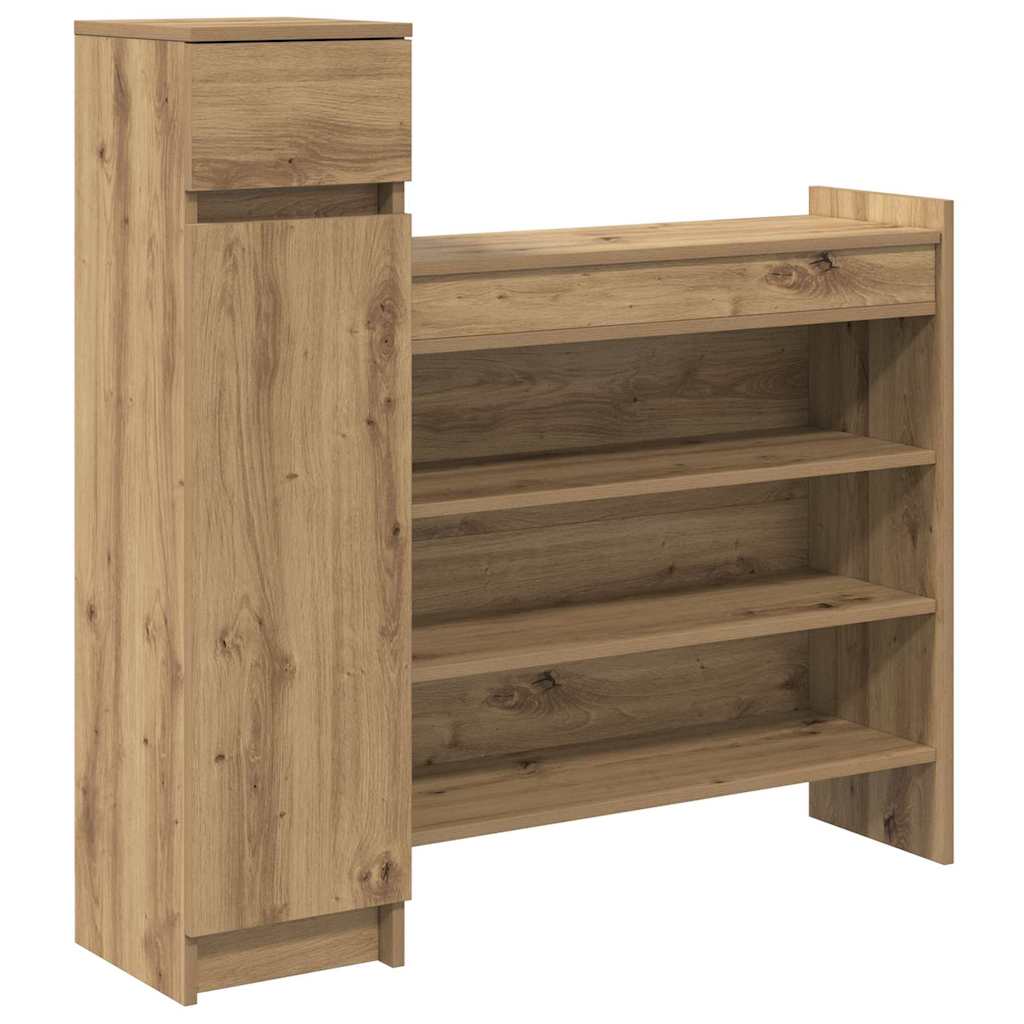 Vidaxl schoenenkast artisan eiken 100,5 x 28 x 100 cm bewerkt hout