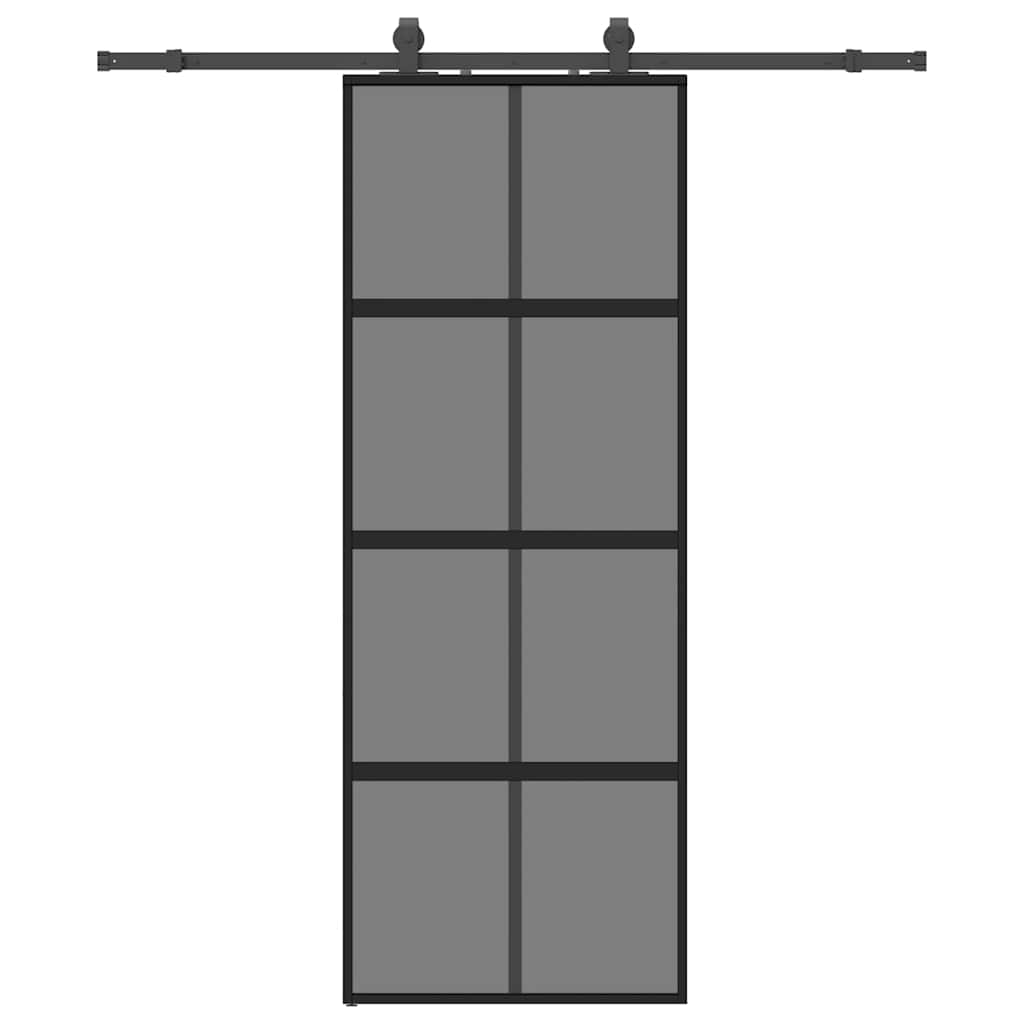 Vidaxl schuifdeur met beslagset 76x205 cm gehard glas zwart
