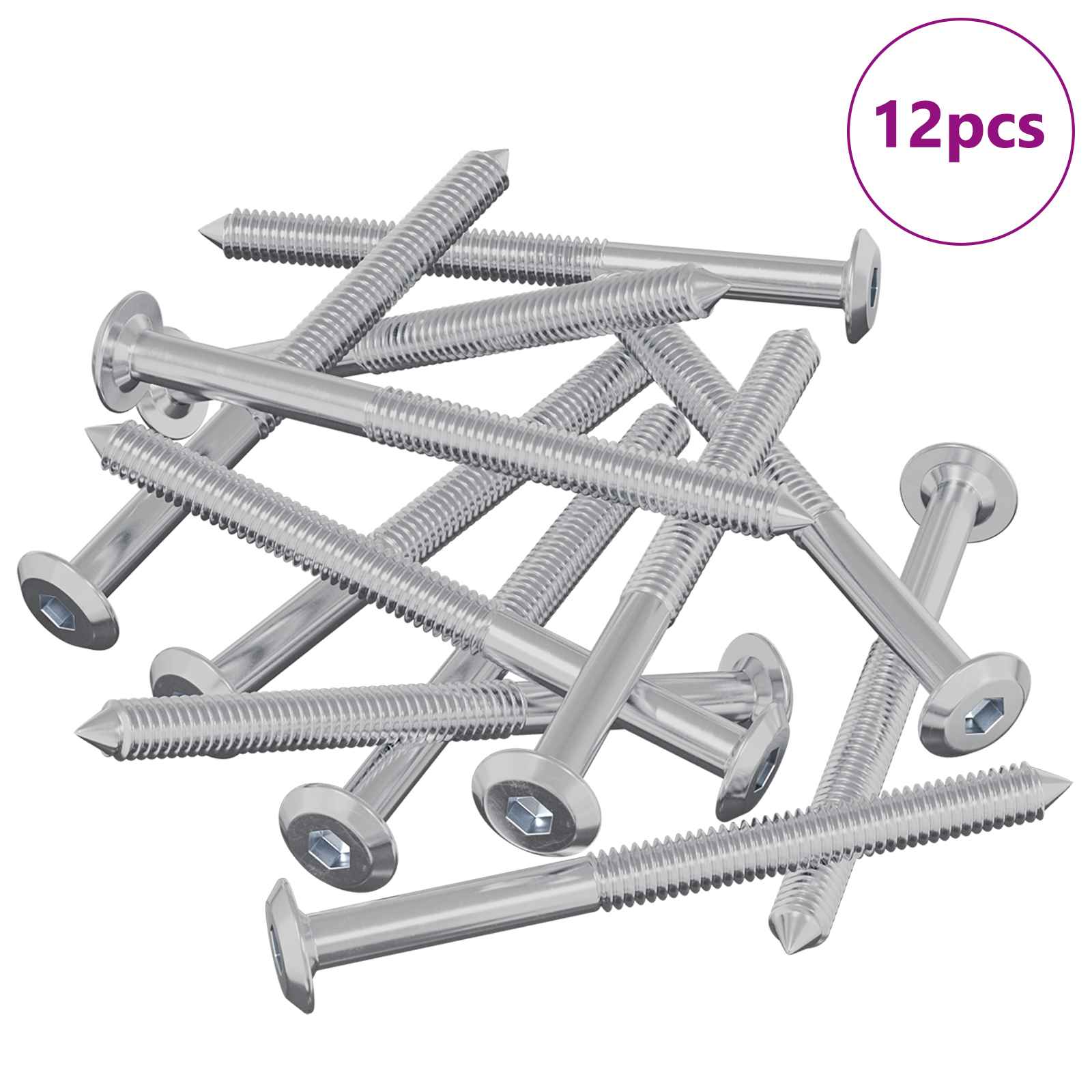 Vidaxl meubelschroeven 12 st zilver m6 x 85 mm staal