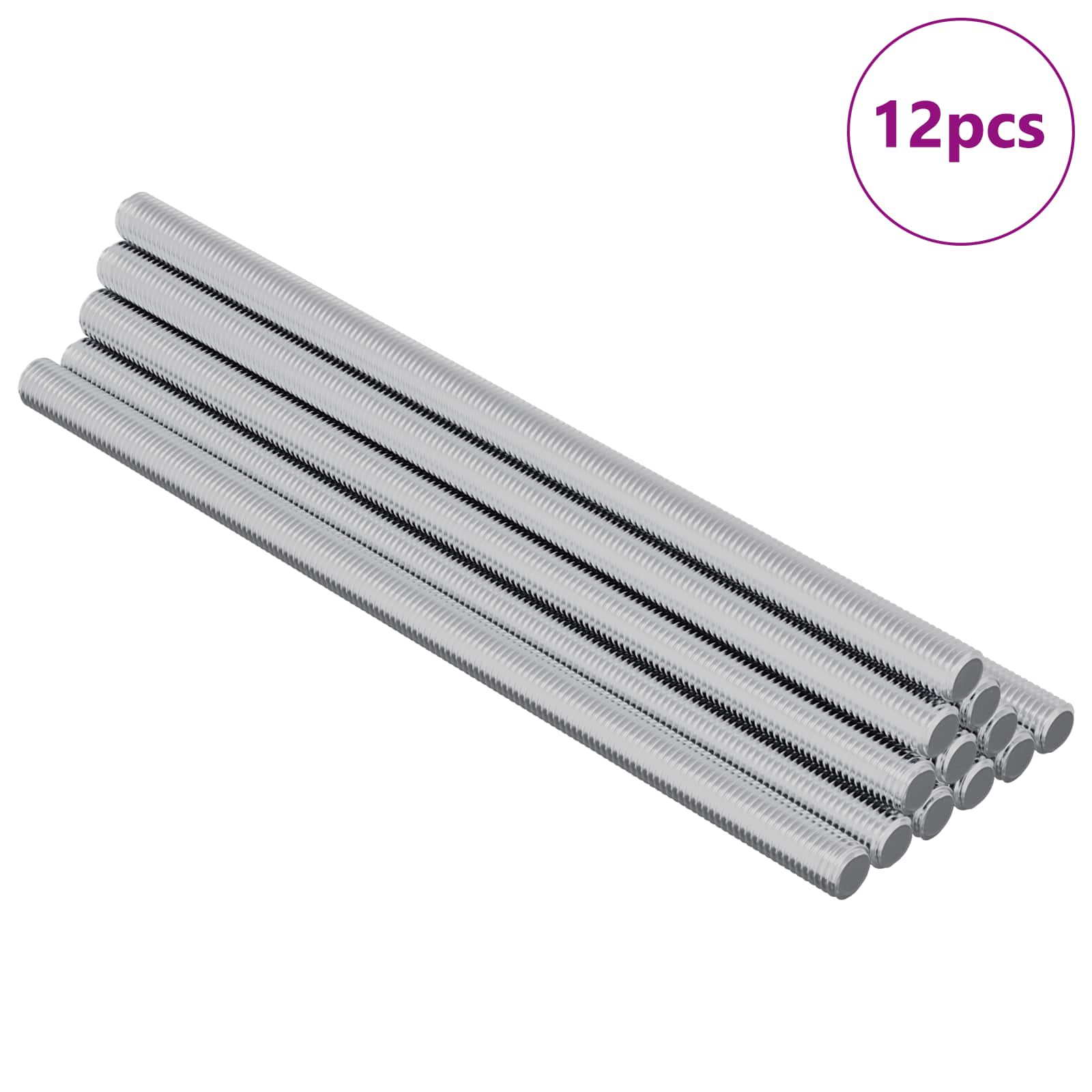 Vidaxl schroefdraadstangen 12 st zilver m6 x 120 mm metaal