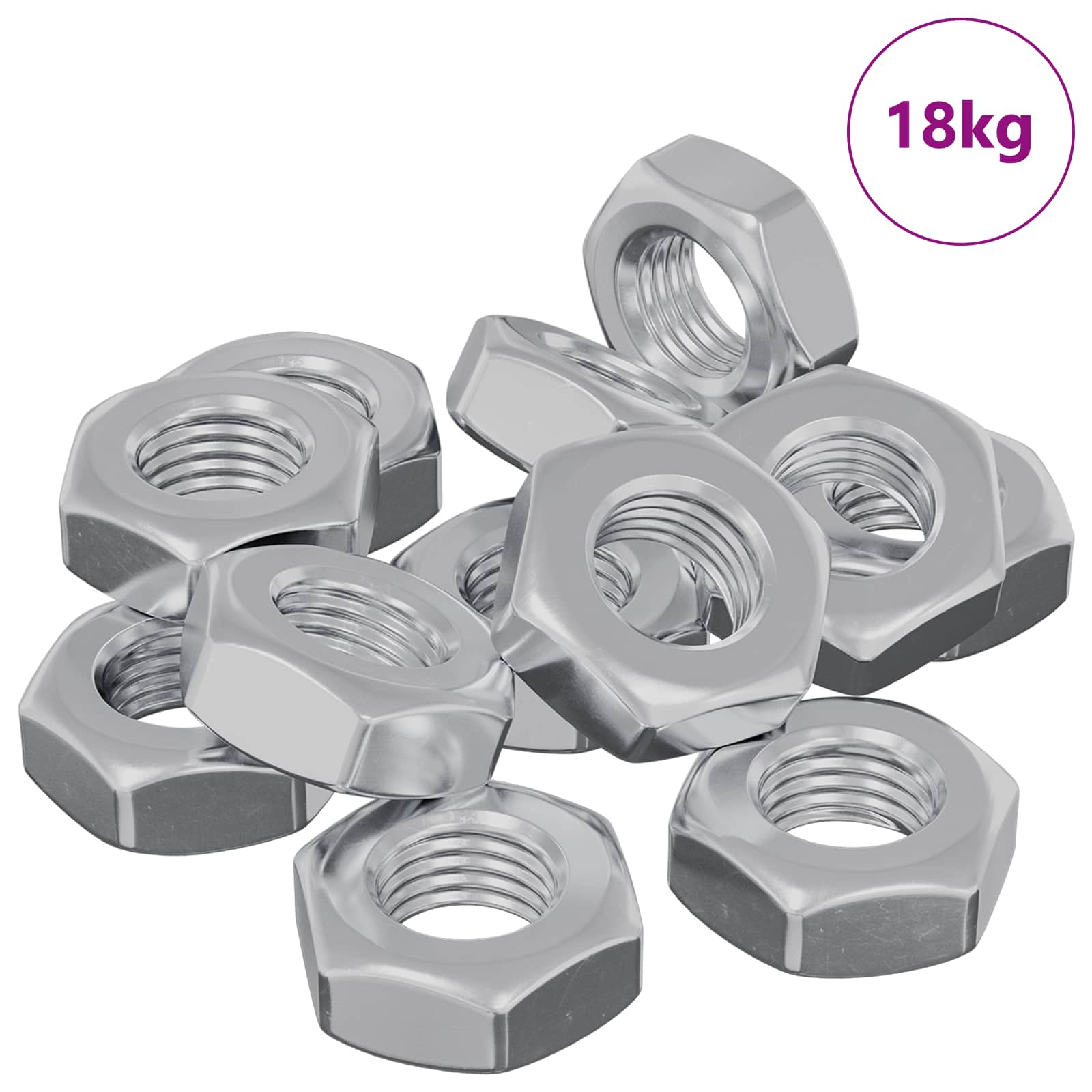 Vidaxl zeshoekige moer 3600 st zilver metaal