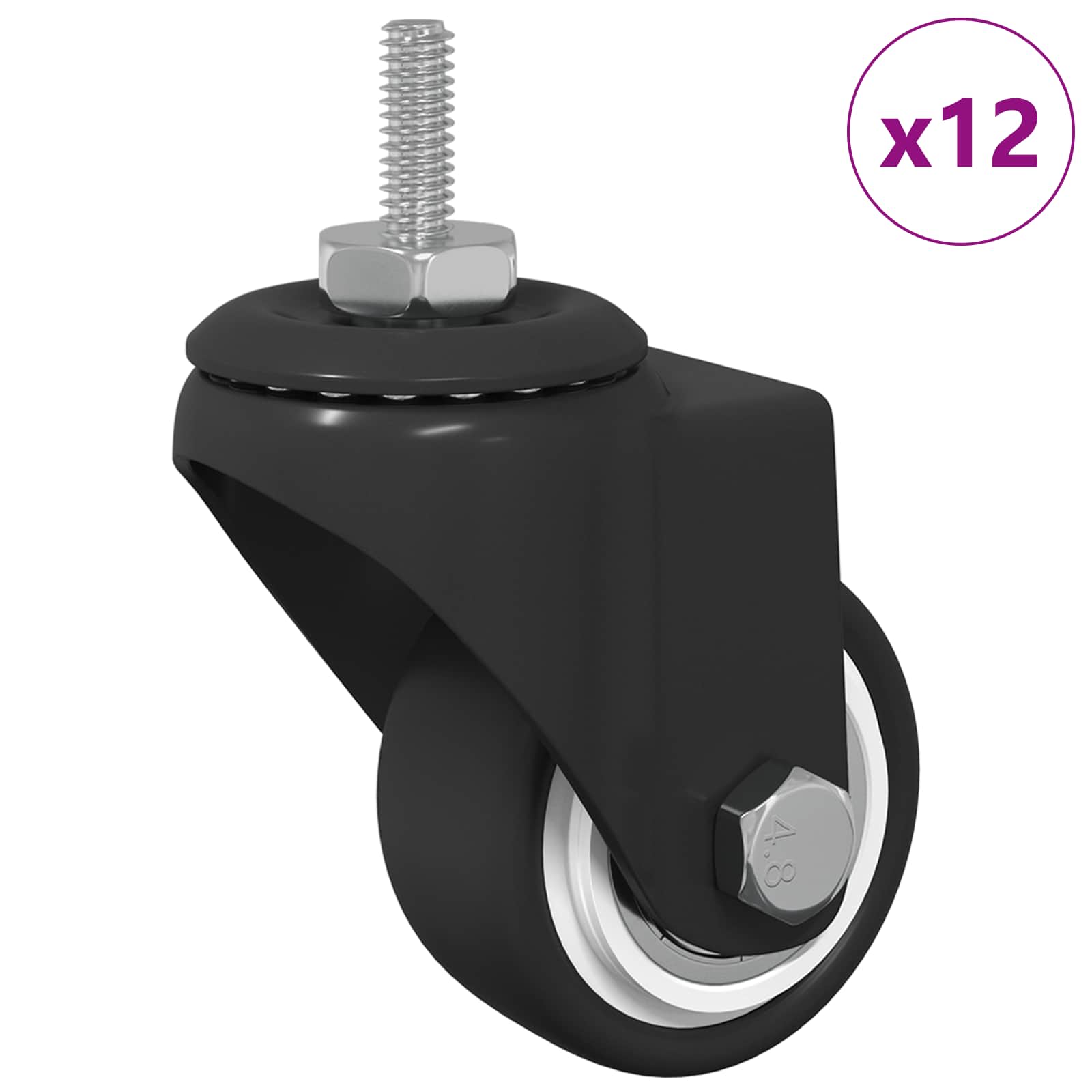 Vidaxl zwenkwiel 12 st zwart 40,4 x 40,4 x 19,7 mm ijs en nylon