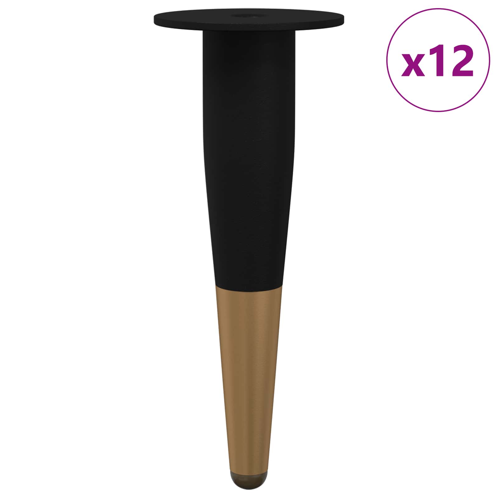 Vidaxl meubelpoten 12 pcs zwart en goud ø 40 x 98 mm ijzer