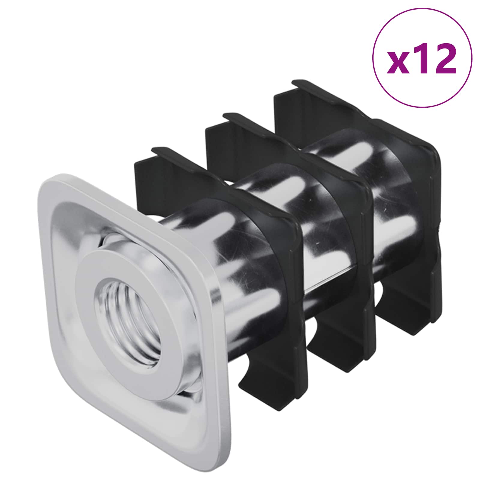 Vidaxl draadbuis invoeg 12 st zwart en zilver 15,8 x 15,8 x 22,5 mm
