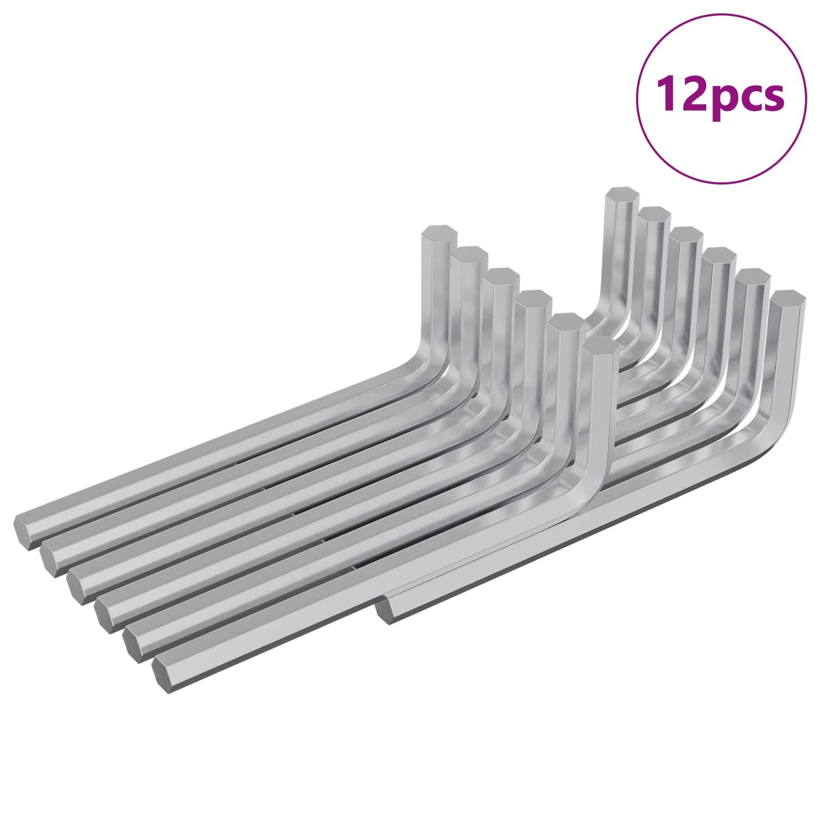 Vidaxl zeskantsleutel 12 st zilver 32 x 86 mm staal