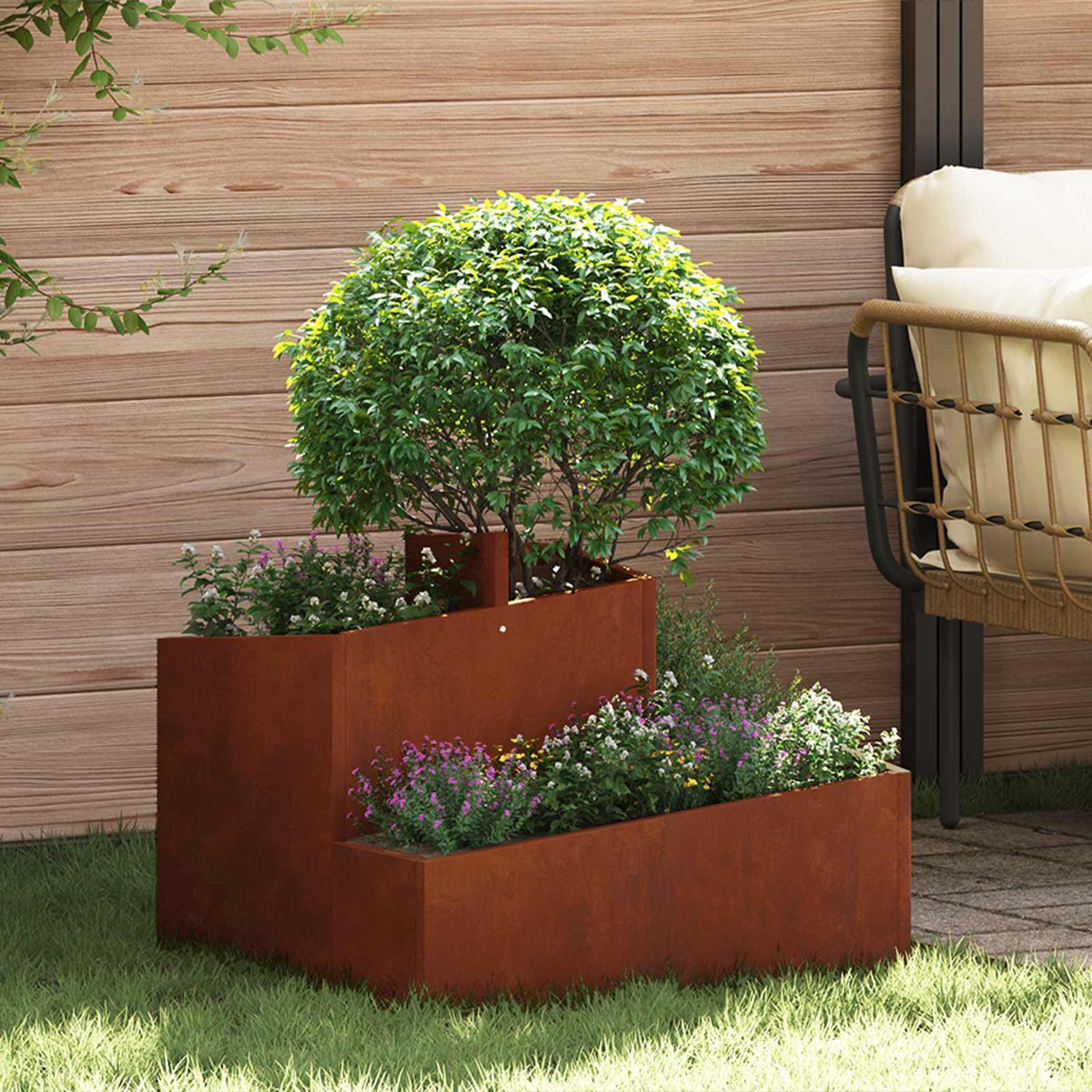 Vidaxl plantenbak roestkleurig 60 x 60 x 50 cm weervast staal
