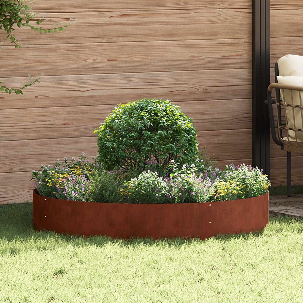 Vidaxl plantenring roestig 120 x 120 x 20 cm weervast staal