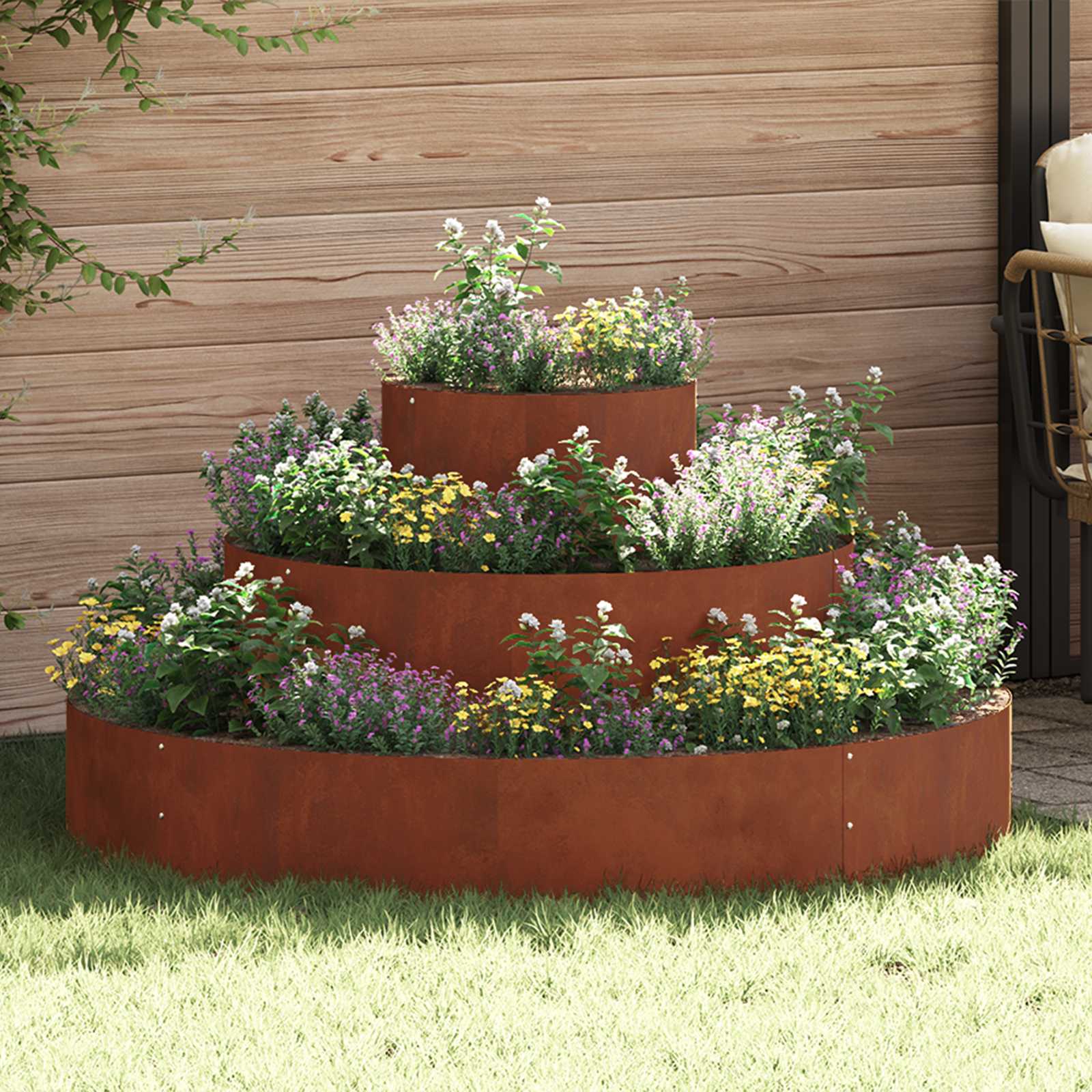 Vidaxl plantenbak roestig 120 x 120 x 20 cm weervast staal
