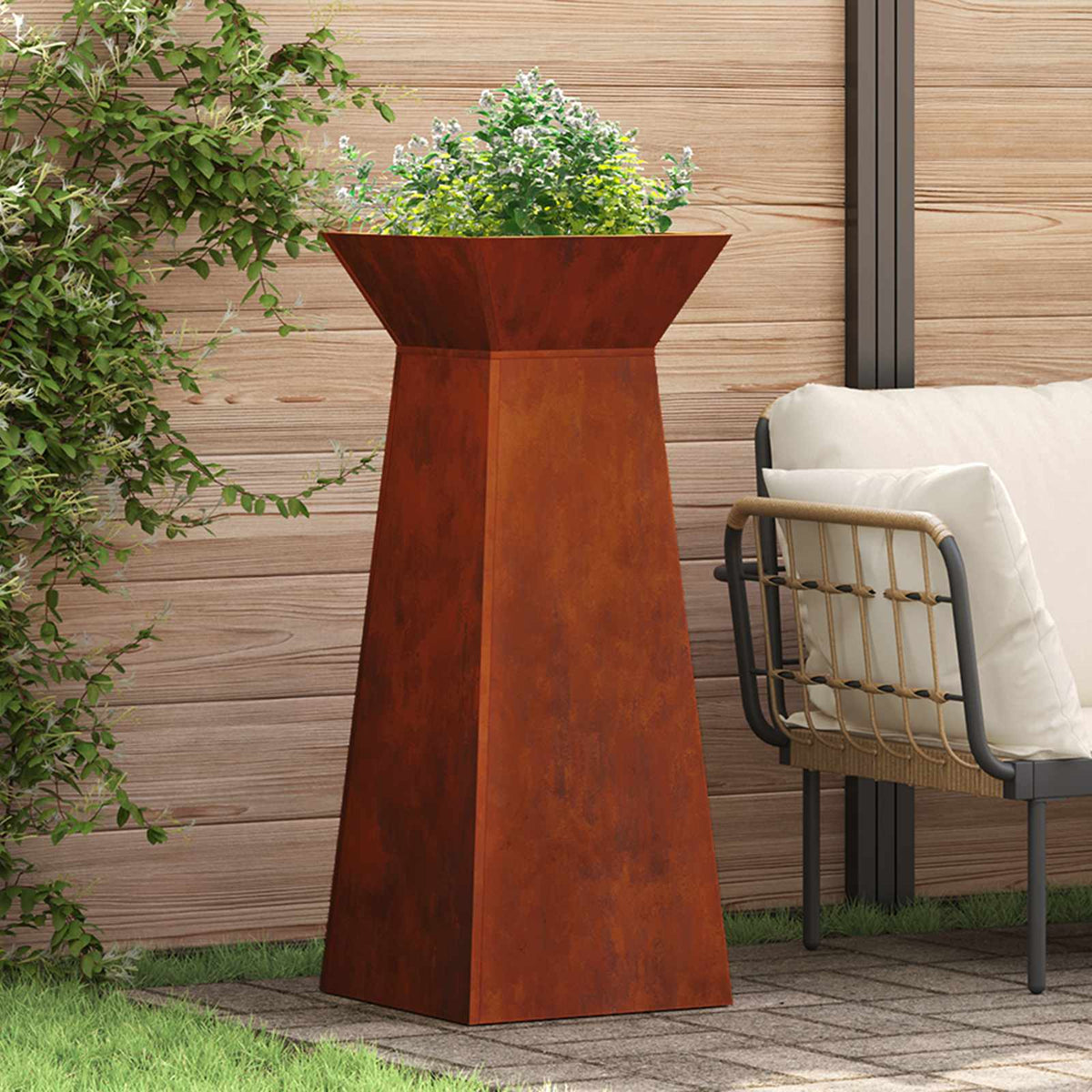 Vidaxl pilaar plantenbak 2 st roestkleurig 40 x 40 x 100 cm