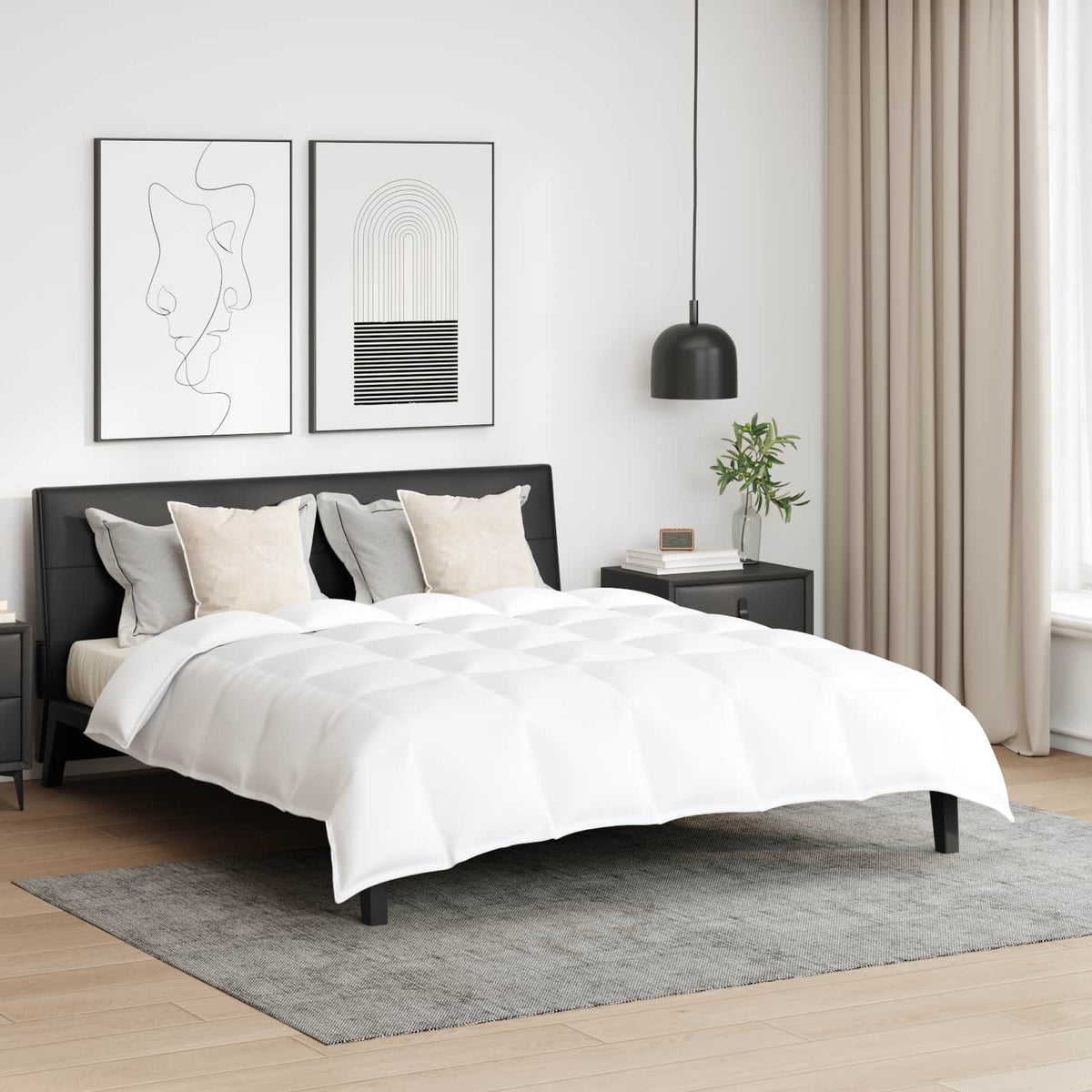 Vidaxl dekbed set met kussen 3 st wit donsveertjes