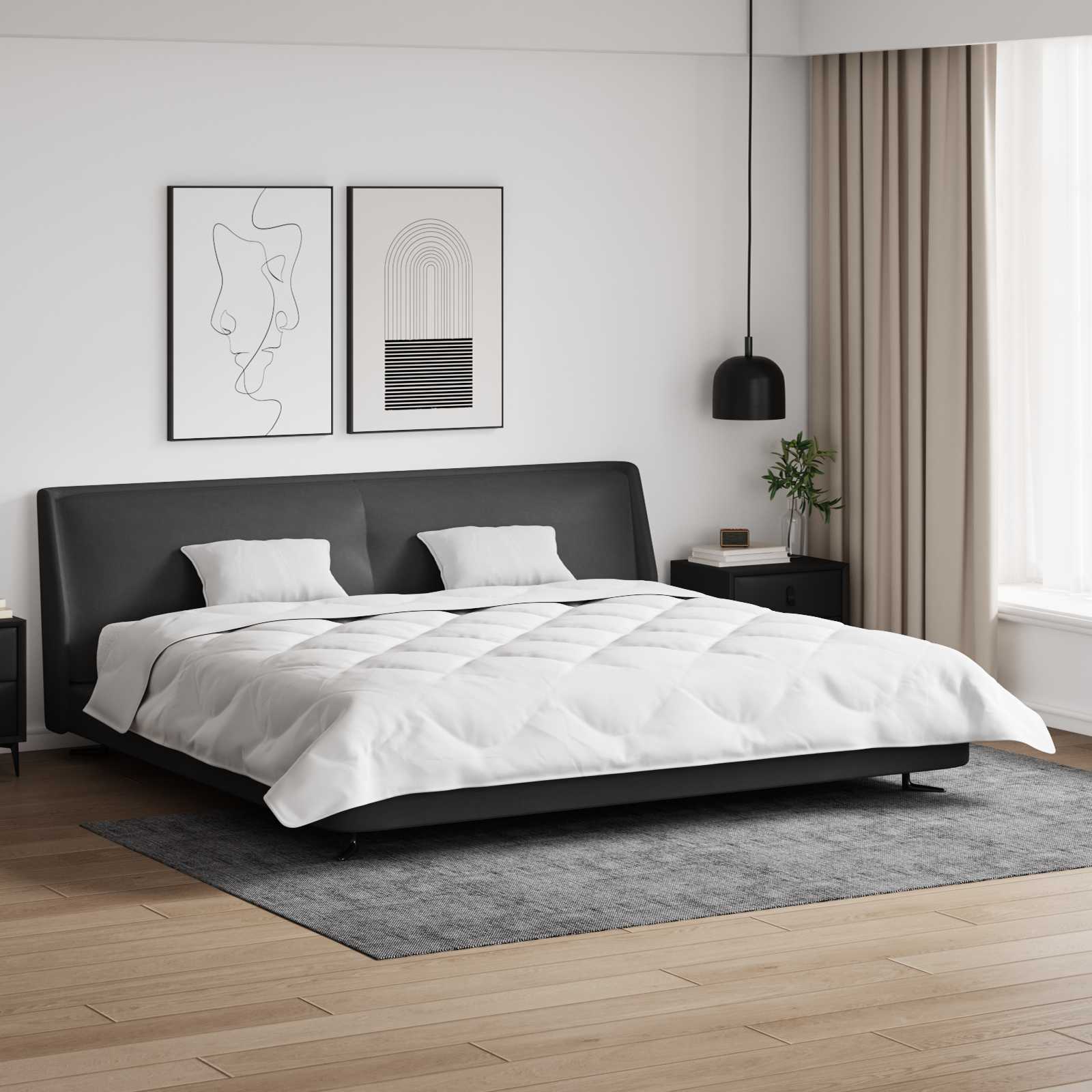 Vidaxl dekbed met kussens 3 pcs wit microfiber en dons feather