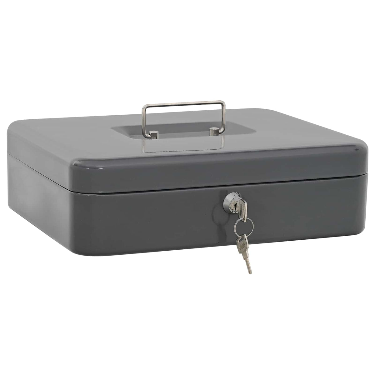 Vidaxl cash box met slot donkergrijs 30 x 24 x 9 cm staal