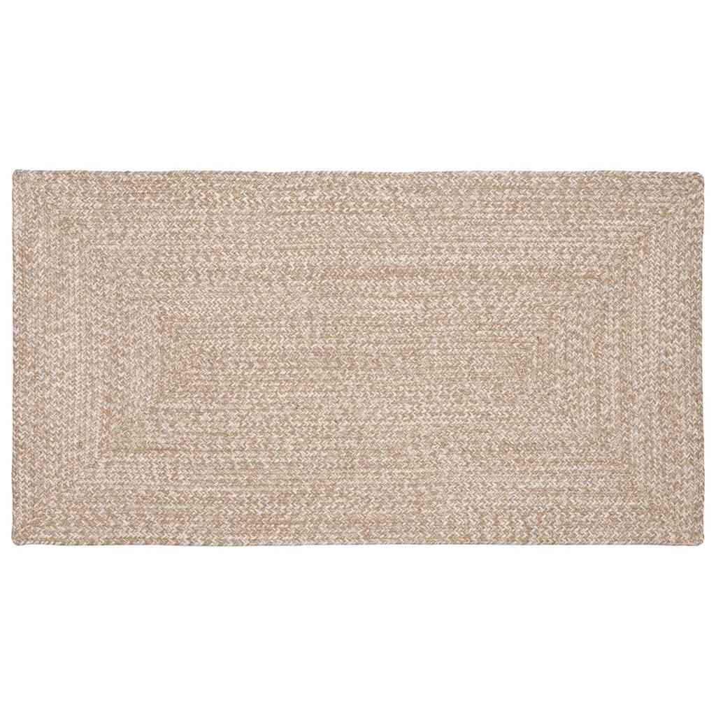 Vidaxl vloerkleden rechthoekig natuurlijk en wit 60 x 110 cm jute