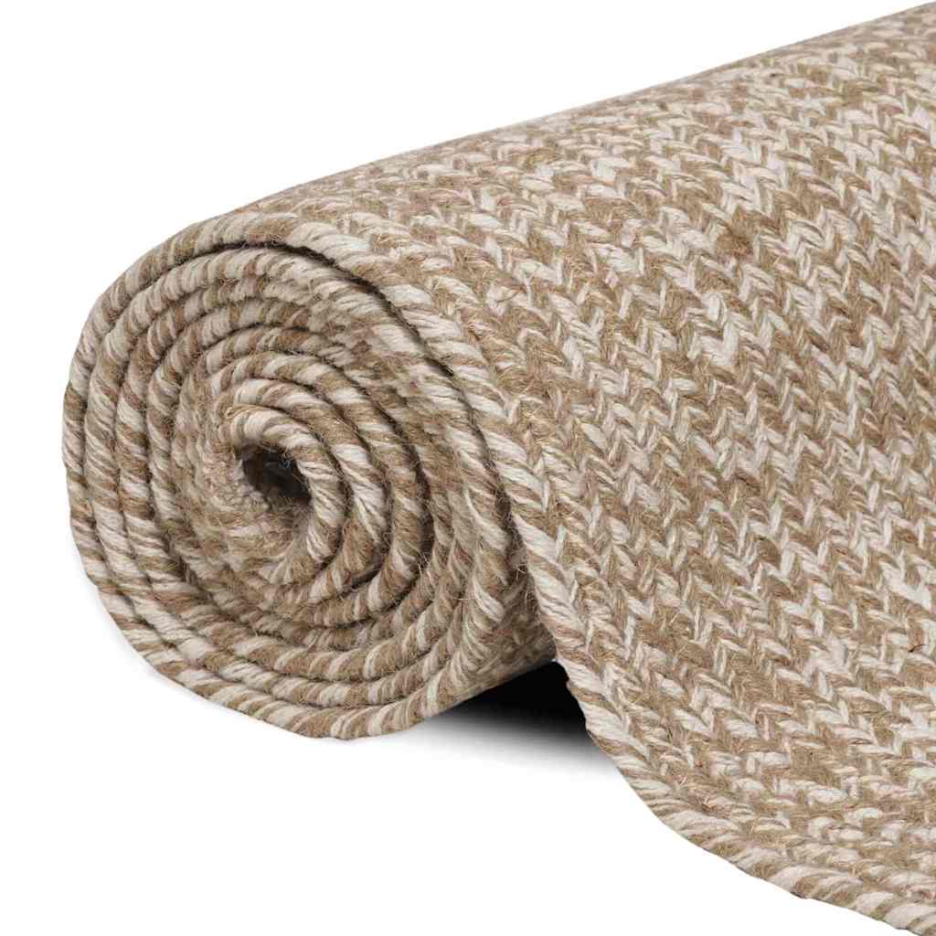 Vidaxl vloerkleden rechthoekig natuurlijk en wit 200 x 290 cm jute