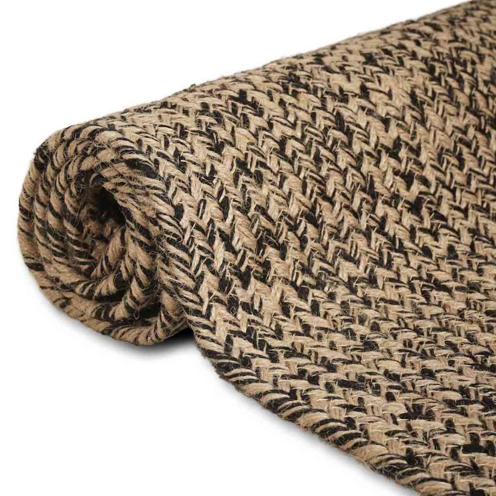 Vidaxl vloerkleden rechthoekig natuurlijk en zwart 80 x 150 cm jute