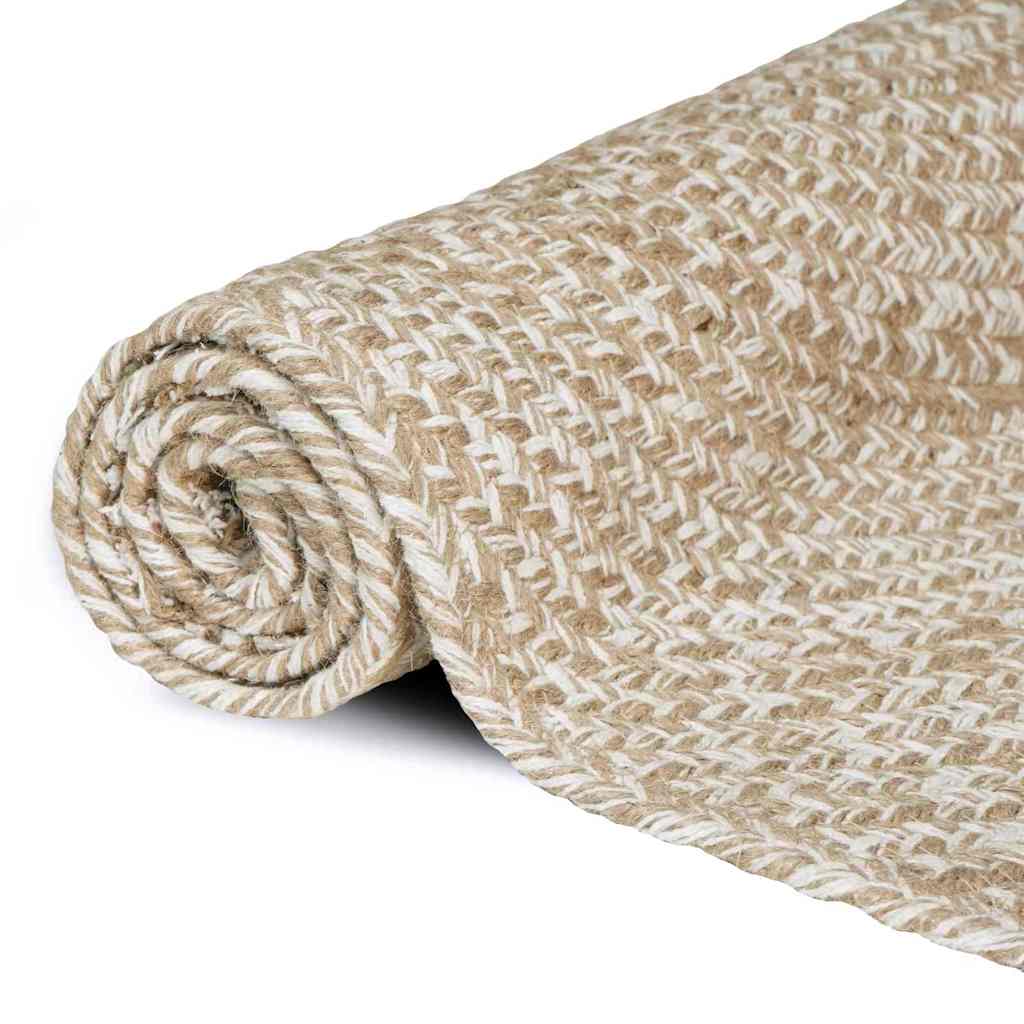 Vidaxl vloerkleden rechthoekig natuurlijk en wit 80 x 250 cm jute