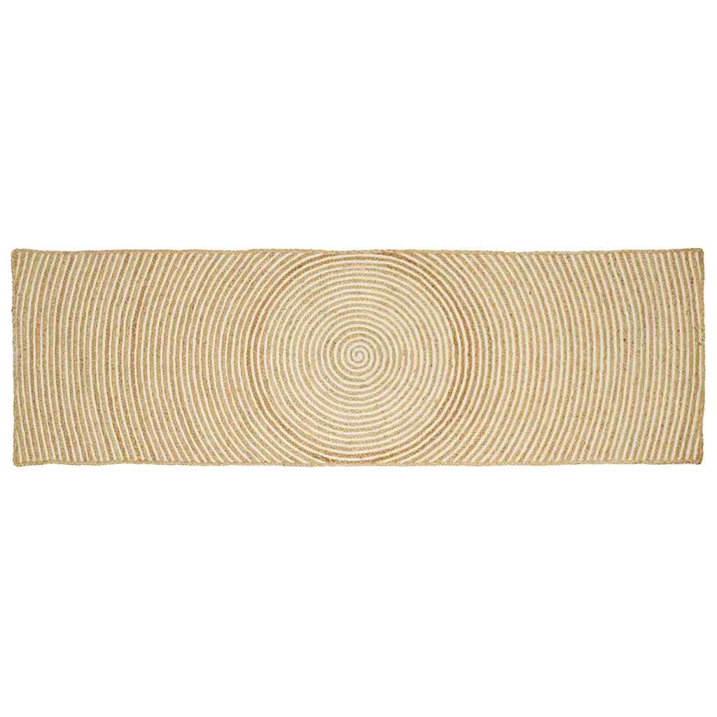 Vidaxl vloerkleed natuurlijk en wit 80 x 300 cm jute